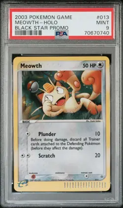 2003 Pokemon Game Black Star Promo Holo #013 Meowth PSA 9 - Image 1