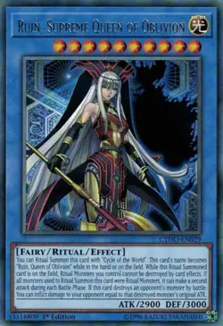 CYHO-EN029 Ruin, Supreme Queen of Oblivion Rare 1st Edition Near Mint YuGiOh TCG - Image 1