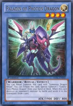 LVAL-EN045 Paladin of Photon Dragon Rare 1st Edition Near Mint YuGiOh TCG - Image 1