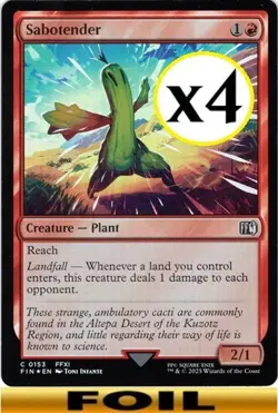 4x - Sabotender - FOIL - x4 (playset) - Final Fantasy - C NM MTG - Image 1