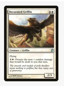 Decorated Griffin #7 Theros (THS) Magic Card In Protective Sleeve - Image 1