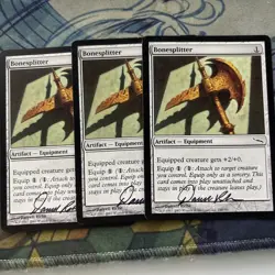 2003 Bonesplitter Mirrodin Magic the Gathering MTG Common LP x3 Signed - Image 1