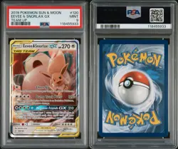 2019 Pokemon Team Up Eevee & Snorlax GX 120/181 Ultra Holo Foil Rare PSA 9 Mint - Image 3