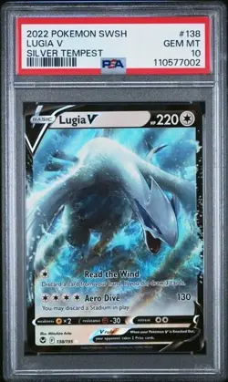 PSA 10 GEM MINT Lugia V 138/195 Ultra Rare Pokemon SWSH Silver Tempest 2022 - Image 1