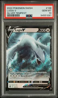 PSA 10 GEM MINT Lugia V 138/195 Ultra Rare Pokemon SWSH Silver Tempest 2022 - Image 1