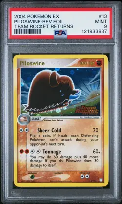 2004 POKEMON EX TEAM ROCKET RETURNS #13 PILOSWINE-REVERSE FOIL PSA 9 - Image 1