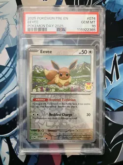 Pokemon TCG Eevee 074/131 Prismatic Evolutions Pokemon Day 2025 Promo - PSA 10 - Image 1