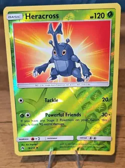Pokemon Heracross Card Lost Thunder 18/214 Reverse Holo - Image 1
