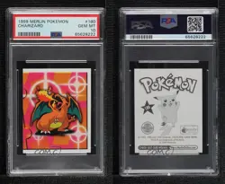 Charizard Merlin Pokemon Album Stickers PSA 10 GEM MT 1999 z3i - Image 3