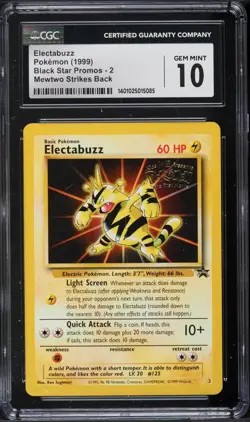 CGC 10 GEM MINT Electabuzz # 2 WB Movie WOTC Black Star PROMO Pokemon Card - Image 1