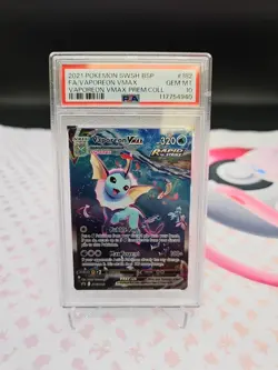 PSA 10 Vaporeon VMAX SWSH182 Full Art Black Star Promo Pokemon Card NEW CERT - Image 1