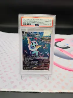 PSA 10 Vaporeon VMAX SWSH182 Full Art Black Star Promo Pokemon Card NEW CERT - Image 4