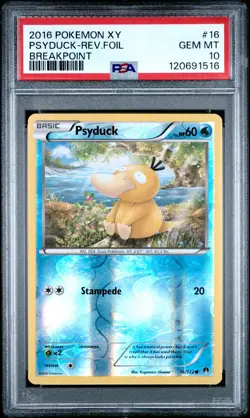 2016 POKEMON XY BREAKPOINT #16 PSYDUCK-REVERSE FOIL PSA 10 - Image 1