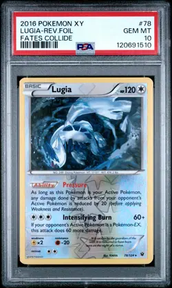 2016 POKEMON XY FATES COLLIDE #78 LUGIA-REVERSE FOIL PSA 10 - Image 1