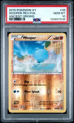 2015 POKEMON XY ANCIENT ORIGINS #38 WOOPER-REVERSE FOIL PSA 10 - Image 1
