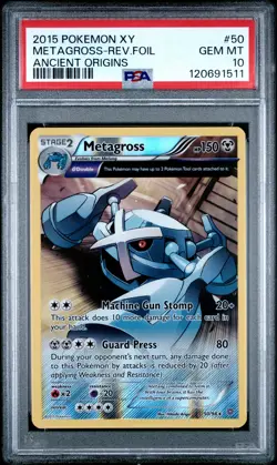 2015 POKEMON XY ANCIENT ORIGINS #50 METAGROSS-REVERSE FOIL PSA 10 - Image 1
