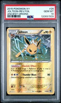 2015 POKEMON XY ANCIENT ORIGINS #26 JOLTEON-REVERSE FOIL PSA 10 - Image 1