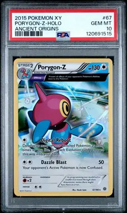 2015 POKEMON XY ANCIENT ORIGINS #67 PORYGON-Z-HOLO PSA 10 - Image 1