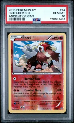 2015 POKEMON XY ANCIENT ORIGINS #14 ENTEI-REVERSE FOIL PSA 10 - Image 1
