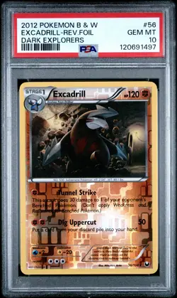 2012 POKEMON B&W DARK EXPLORERS #56 EXCADRILL-REVERSE FOIL PSA 10 - Image 1