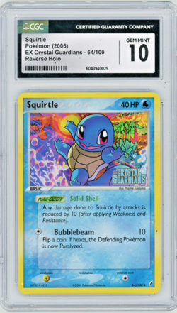 2006 Pokemon EX Crystal Gaurdians Squirtle 64/100 Stamped Reverse Holo CGC 10 - Image 1