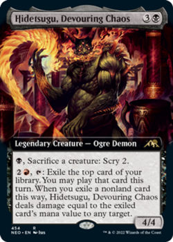 1x (454) Hidetsugu, Devouring Chaos - EXTENDED ART MTG Kamigawa: Neon Dynasty NM - Image 1