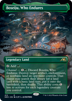 1x (412) Boseiju, Who Endures - BORDERLESS MTG Kamigawa: Neon Dynasty NM Magic R - Image 1