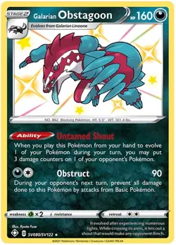 Pokemon - Galarian Obstagoon - SV080/SV122 - Shiny Holo Rare - Shining Fates: Sh - Image 1