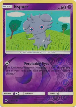 Pokemon - Espurr - 59/147 - Common - Reverse Holo - Sun & Moon Burning Shadows - - Image 1