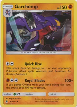 Pokemon - Garchomp - 62/131 - Holo Rare - Sun & Moon Forbidden Light - NM - Image 1