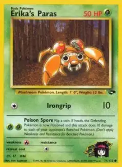 Pokemon - Erika's Paras - 71/132 - Common - Unlimited Edition - Gym Challenge - - Image 1