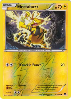 Pokemon - Electabuzz - 42/122 - Common - Reverse Holo - XY - BREAKPoint - NM - Image 1