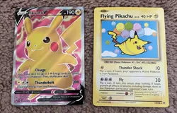 Pokemon TCG Flying Pikachu Evolutions Card 110/108 and Pikachu V #170 Holo - Image 1