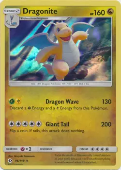 Pokemon - Dragonite - 96/149 - Holo Rare - Sun & Moon Base Set - NM - Image 1