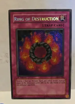 YUGIOH RING OF DESTRUCTION PGD-000 1ST EDITION SECRET LIGHT PLAYED - Image 2