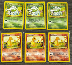 Charmander 46/102 & Bulbasaur 44/102- Base Set 6 Card Set Pokemon TCG Cards MP - Image 1