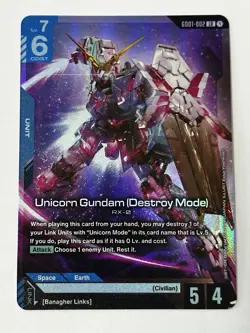 Unicorn Gundam (Destroy Mode) Foil - GD01-002 NM - TCG Card Game - Image 1