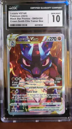 CGC 10 GEM MINT Lucario VSTAR SWSH291 Sword & Shield Full Art Promo Card Holo - Image 1