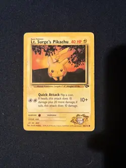 Pokemon TCG Lt. Surge's Pikachu Card 84/132 Gym Challenge - Image 1