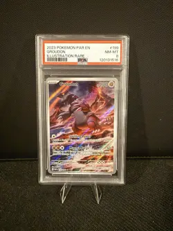 2023 Pokemon PSA 8 Groudon #199/182 SV Paradox Rift Illustration Rare IR - Image 1