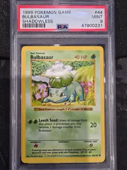 PSA 9 - Pokemon BULBASAUR 44/102 - SHADOWLESS BASE SET - MINT - Quick Shipping - Image 1