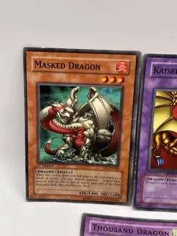 1996 Yugioh Dragon Card Lot - Kaiser Dragon, Thousand Dragon, Luster Dragon - Image 3
