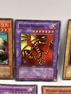 1996 Yugioh Dragon Card Lot - Kaiser Dragon, Thousand Dragon, Luster Dragon - Image 4
