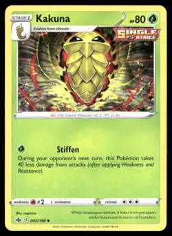 2021 Chilling Reign Set Pokemon Card 002 Kakuna NM - Image 1