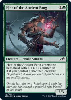 1x Heir of the Ancient Fang - Foil MTG Kamigawa: Neon Dynasty NM Magic Foil - Image 1