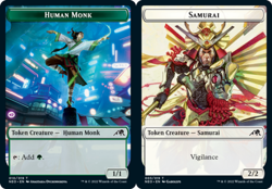 1x Human Monk (010) // Samurai (003) Token - Foil MTG Kamigawa: Neon Dynasty NM - Image 1