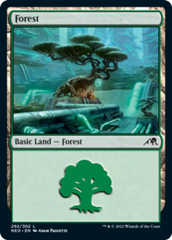1x Forest (292/302) - Foil MTG Kamigawa: Neon Dynasty NM Magic Foil - Image 1