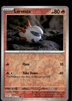 Pokemon Larvesta 040/197 Obsidian Flames Reverse Holo Common 5 Card Lot - Image 1