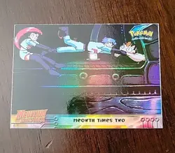 HP - RAINBOW Foil Topps Pokemon Mewtwo Strikes Back- Meowth Times Two - Blue - Image 1