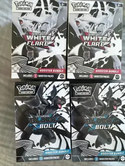 Pokemon (LOT OF 4) 2 Black Bolt and 2 White Flare Booster Bundle Sealed New - Image 1